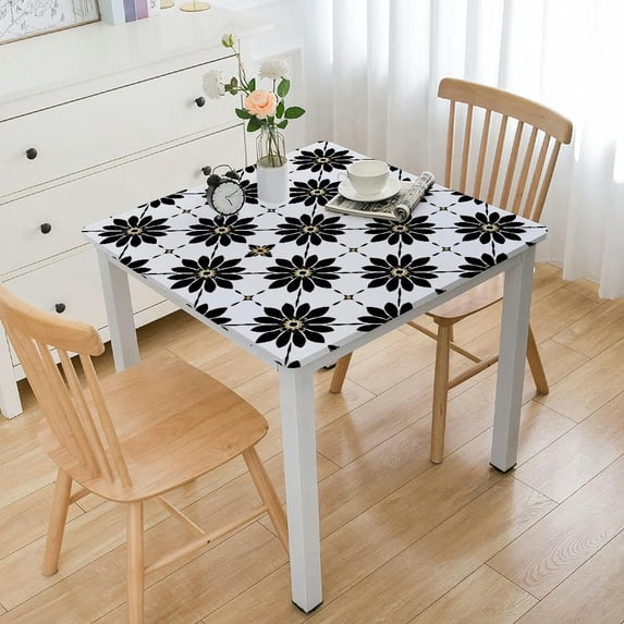 Awypu Colorful Color Blocks and Lines, Simple Style Square Tablecloth for Picnic Dining Kitchen Farmhouse 100% Polyester Fiber 52*52