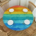 thumbnail image 1 of Awypu  Colorful Rainbow Round Tablecloth with Elastic Edged Fitted Table Cloths Cover Mat Washable Polyester Spill Proof Table Covers for Indoor outdoor Dinning Patio Table White, 1 of 7