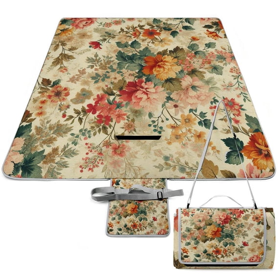 Awypu Colorful Wildflowers Watercolor Floral Red Poppy Peony Daisy Nature Bright Square Outdoor Picnic Blanket 58.3x58.3in