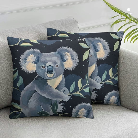 Awypu Cute Koalas Pillow Covers Decorative Square Throw Pillow Covers Soft Couch Cushion Case Farmhouse Pillowcase for Home Sofa Bedroom Car 2pcs 12x12in