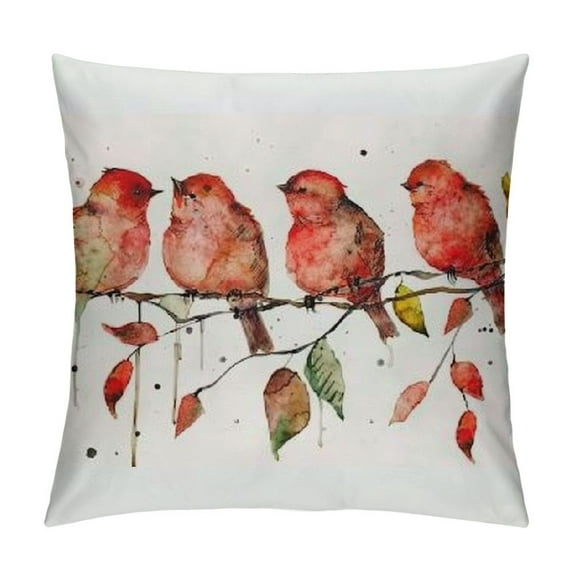 Awypu Cute Watercolor Lovely Animal Red Bird Cardinal in Tree Branch Super Soft Throw Lumbar Waist Pillow Covers Cushion Case Watercolor Background Rectangle Cushion Cover 12x12in