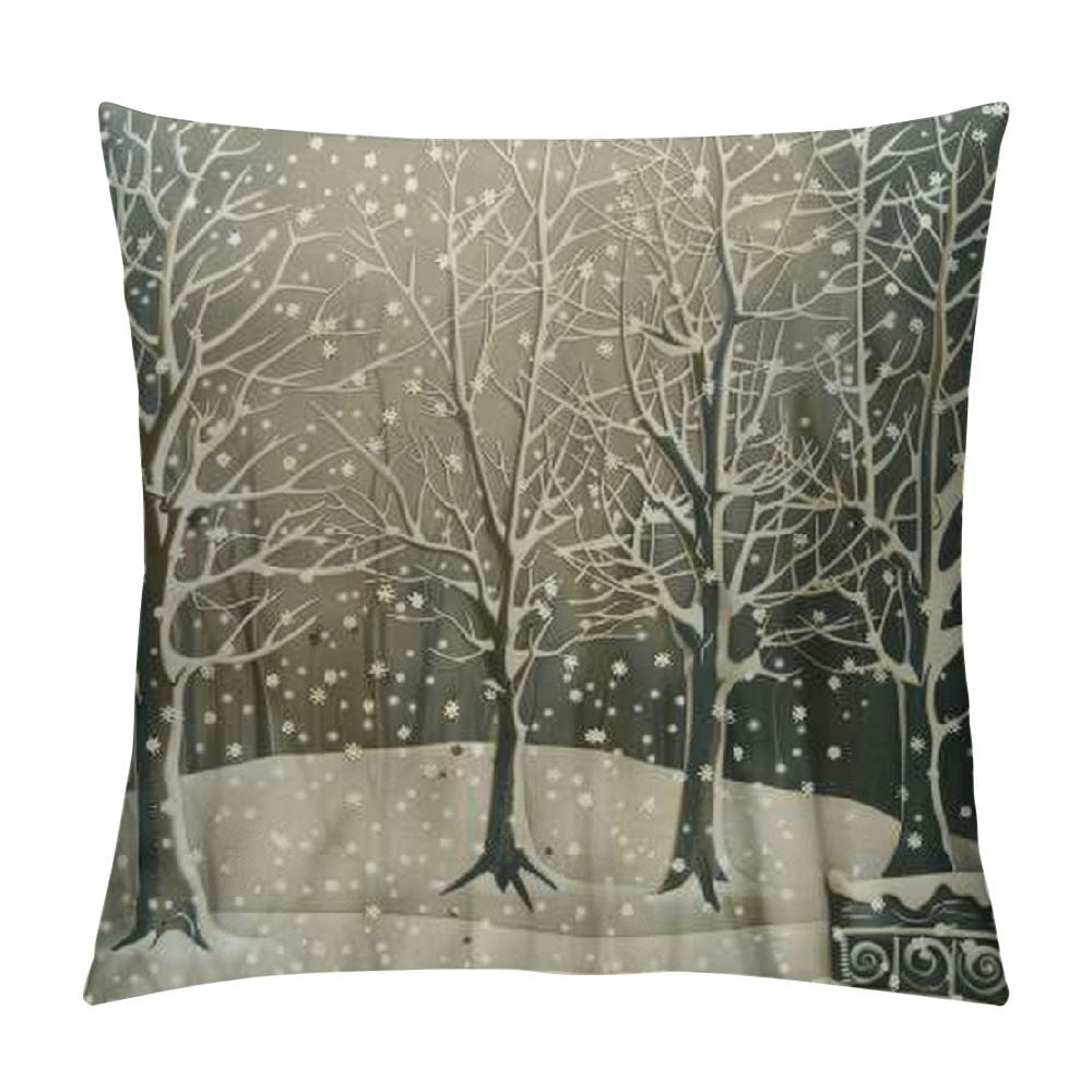Awypu Decorative Pillowcases Red Christmas Deer with Birch Tree Throw