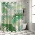 thumbnail image 1 of Awypu Durable and Washable Palm Tree Body Leafy Branches in Shades of Green Tropical Summer Nature Rainforest Island Jungle Shower Curtain White, 1 of 7
