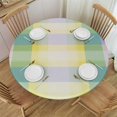 thumbnail image 1 of Awypu  Easter Plaid Round Tablecloth 60 Inch,Spring Coloring Checkered Table Cloth,Stain Waterproof Holiday Table Covers,Rustic Rainbow Small Fabric Farmhouse Tablecloths for Party  White, 1 of 7