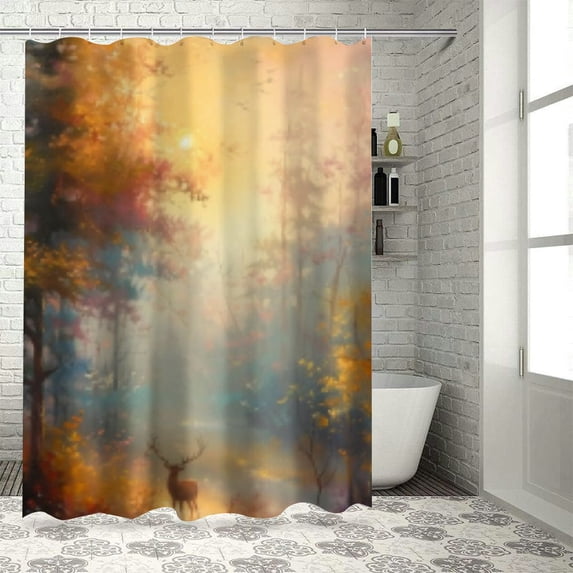 Awypu Fantasy Forest Shower Curtain, Waterproof, Multiple Sizes White