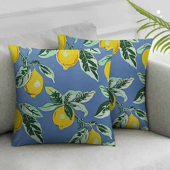 CMMY Farm Fresh Lemon Throw Pillow Covers Set of 2 Summer Lemon Truck Outdoor Farmhouse Pillow Cases with Hidden Zipper Linen Decor Home Sofa Bedroom(Fresh Lemon) 12x12in