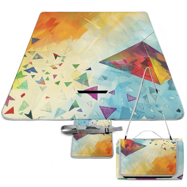 Awypu Flying Big Kite in Rainbow Colour Sunset Sky Geometry Art Flying