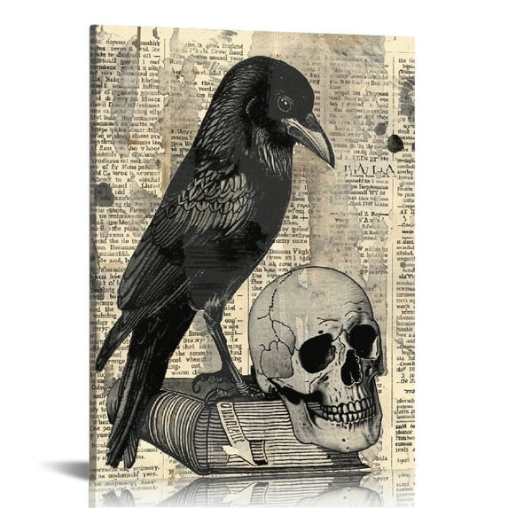 Awypu Gothic art - Vintage Skull Home Decor, Room Decoration for Goth Fans - Horror Poster - Spooky Wall Art, Creepy Decorations - Gothic Room Decor Aesthetic for Halloween