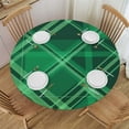 thumbnail image 1 of Awypu  Green Buffalo Plaid Round Tablecloth with Elastic Edged St. Patrick's Day Fitted Table Cloths Cover Mat Washable Spill Proof Table Covers for Indoor OutdoorDinning Patio Table White, 1 of 7