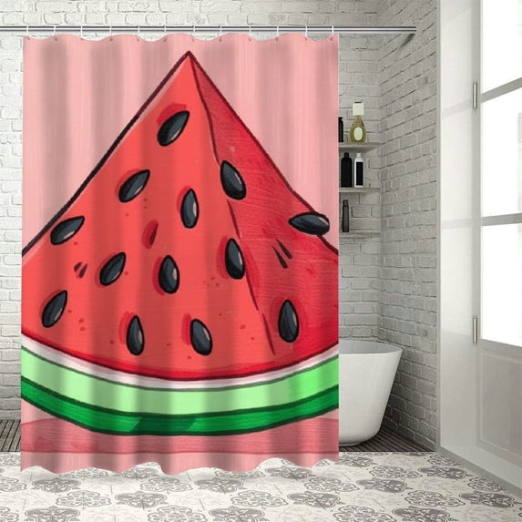 Awypu Home Bathtubs Bathroom Curtain Decoration Watermelon Slices Waterproof Shower Curtain Multiple Sizes White