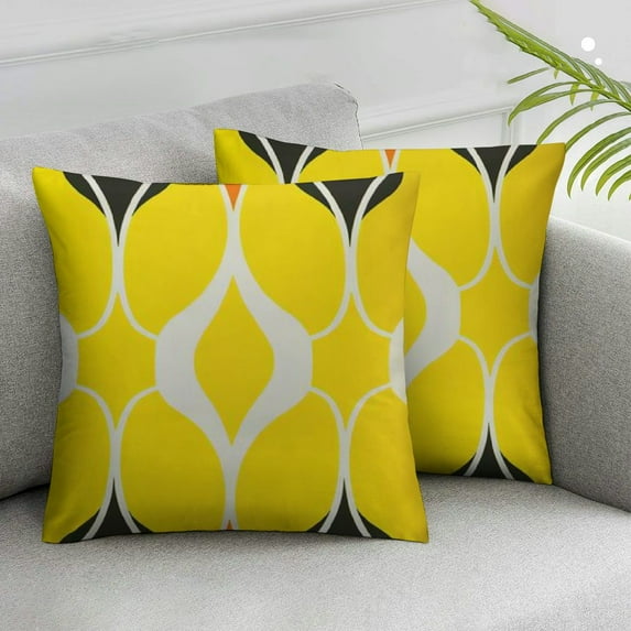 Awypu Lemon Yellow Geometric Throw Pillows Cover Set of 2 Outdoor Decorative Sofa Pillow Case Cushion Covers for Couch Living Room Bed Patio Furniture Home Decor White