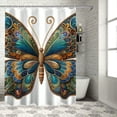 thumbnail image 1 of Awypu Luxury Style Butterfly Digital Print with Leaf Pattern Waterproof Shower Curtain for Bathroom Decoration White, 1 of 7