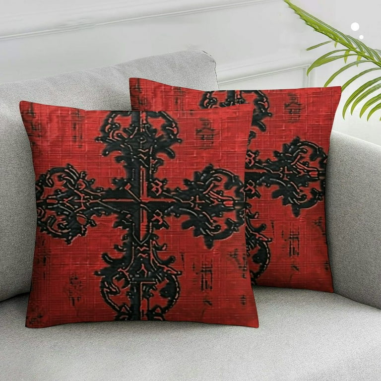 Awypu Medieval Lumbar Throw Pillow Cover Red Black Gothic Throw Waist Pillow Case Decorative Cushion Cover Pillowcase Sofa Lumbar 2pcs White Walmart