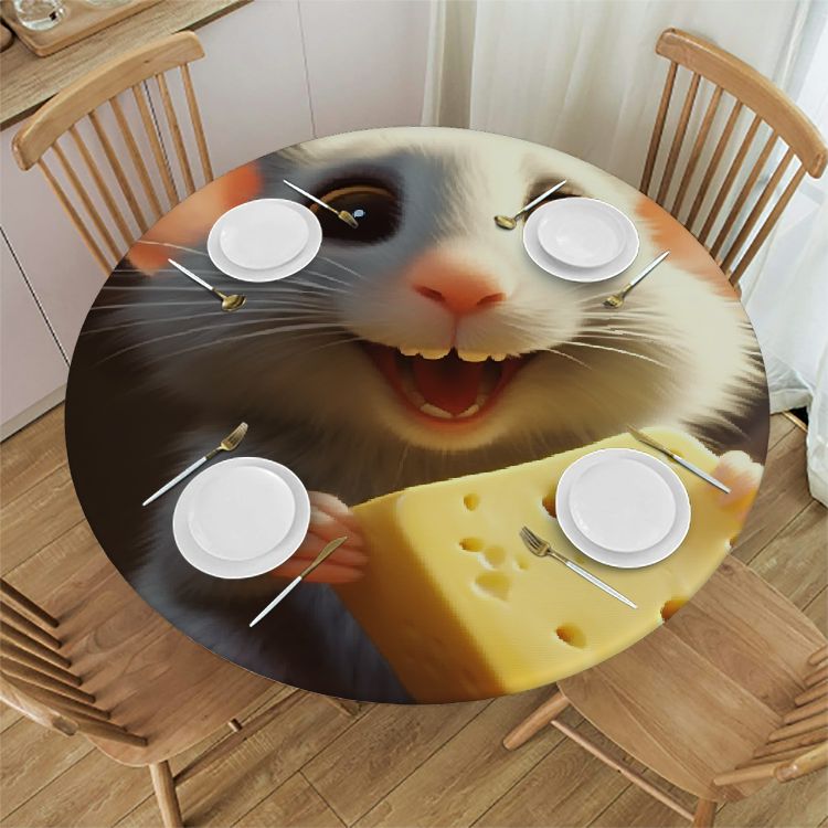 Wipeable Mouse Awypu Mouse Animal Round Fitted Tablecloth with Elastic Edge Fitted ...