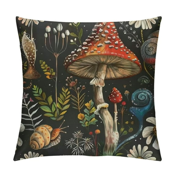Awypu Mushroom Pillow cover,fairycore room decor,dark academia room decor,Forest Decor,witch decor,Mushroom Pillow Cover,mushroom decor,Black Lumbar Pillow Cover,