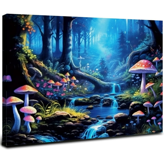 Awypu Mushrooms Canvas Prints Art Modern Wall Decor for Living Room Bedroom Office 20x16 in / 16x12 in 16x12inch