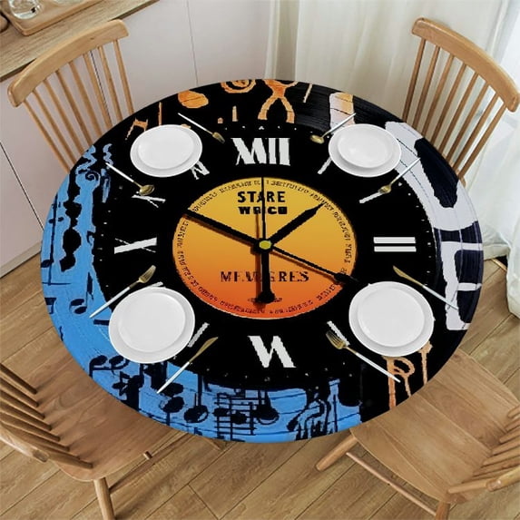 Awypu Musical Note Round Table Cover 100% Polyester Fiber - Festive Home Decoration 38-42