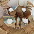 thumbnail image 1 of CMMY  Natural Animal Round Fitted Tablecloth with Elastic Edge Fitted Table Cloth for Round Table Circular Table Cover Waterproof Wipeable Round Elastic Table Cloth White, 1 of 7