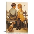 thumbnail image 1 of Awypu Norman Rockwell Boy And Girl Gazing at The Moon Artworks Canvas Poster Room Aesthetic Wall Art Prints Home Modern Decor Gifts Framed, 1 of 4