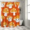 thumbnail image 1 of Awypu Orange and White Mushroom Pattern Waterproof Shower Curtain Multiple Sizes White, 1 of 7