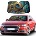 thumbnail image 1 of Awypu Overlapping Green Blue Peacock Feathers Animal Bird Best UV Ray Visor Protector Funny Windshield Sun Shade for Vehicle SUV Truck Protector 55.12*29.92 in, 1 of 7