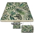 thumbnail image 1 of Awypu Palm Leaf Tropical Plants Green Square Outdoor Picnic Mat 58.3x58.3in, 1 of 6