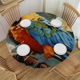 thumbnail image 1 of Awypu Parrot Birds Round Fitted Tablecloth with Elastic Edge Fitted Table Cloth for Round Table Circular Table Cover Waterproof Wipeable Round Elastic Table Cloth White, 1 of 7