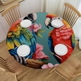 thumbnail image 1 of Awypu Parrot Branch Round Fitted Tablecloth with Elastic Edge Fitted Table Cloth for Round Table Circular Table Cover Waterproof Wipeable Round Elastic Table Cloth White, 1 of 7