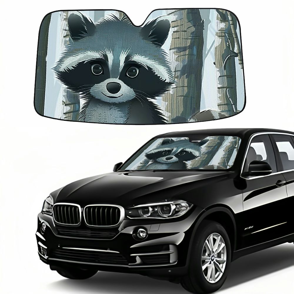 Awypu Raccoon Woods Trees Windshield Sun Shade for Vehicle SUV Truck ...
