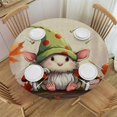 thumbnail image 1 of Awypu  Round Fitted Tablecloth with Elastic Edged, Fall Gnomes Thanksgiving Table Cloth for Dining Table Rustic Maple Leaf Autumn Waterproof Oil Proof Table Cover for Indoor Outdoor White, 1 of 7