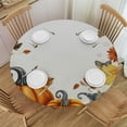 thumbnail image 1 of Awypu  Round Fitted Tablecloth with Elastic Edged, Thanksgiving Fall Pumpkin Table Cloth for Dining Table Seasonal Autumn Leaves Waterproof Oil Proof Table Cover for Indoor Outdoor White, 1 of 7