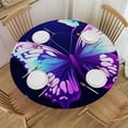 thumbnail image 1 of Awypu  Round Fitted Tablecloth Fantasy Butterfly Animal Print Table Cloth with Elastic Edged Waterproof Wipeable Round Table Cover for Patio Parties Outdoor Decor White, 1 of 7