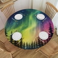 thumbnail image 1 of Awypu  Round Fitted Tablecloth Fantasy Forest Lights Galaxy Table Cloth with Elastic Edged Waterproof Wipeable Round Table Cover for Patio Parties Outdoor Decor White, 1 of 7