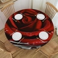 thumbnail image 1 of Awypu  Round Fitted Tablecloth Red Rose Water Flower Table Cloth with Elastic Edged Waterproof Wipeable Round Table Cover for Patio Parties Outdoor Decor White, 1 of 7
