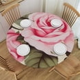 thumbnail image 1 of Awypu  Round Fitted Tablecloth Rose Flower Floral Pattern Table Cloth with Elastic Edged Waterproof Wipeable Round Table Cover for Patio Parties Outdoor Decor White, 1 of 7