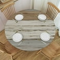 thumbnail image 1 of CMMY  Round Fitted Tablecloth Wooden Texture Print Rustic Style Table Cloth with Elastic Edged Waterproof Wipeable Round Table Cover for Patio Parties Outdoor Decor White, 1 of 7