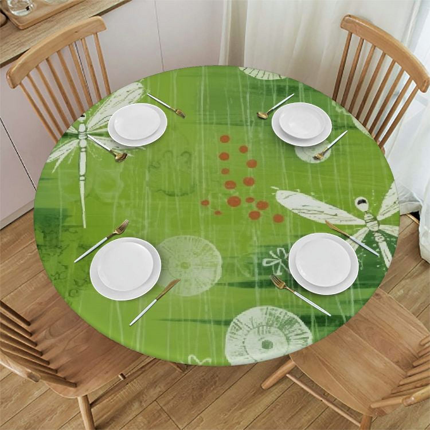 Awypu Round Tablecloth, Dragonfly Tablecloth for Side Table, Sketch