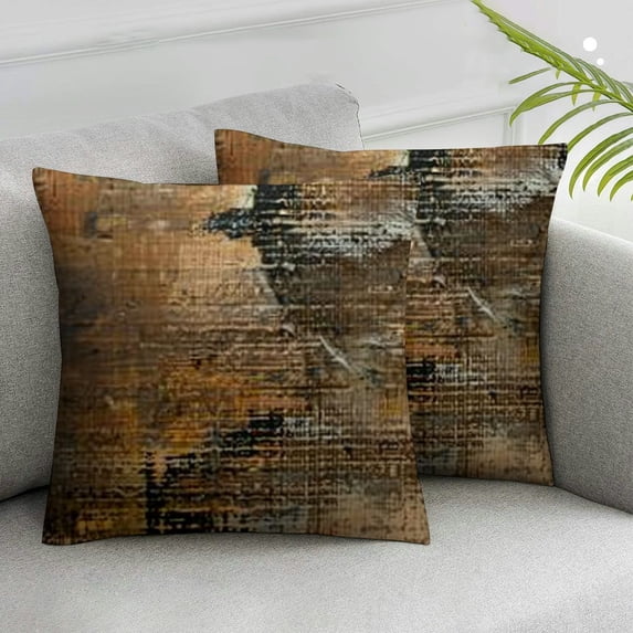 Awypu Set of 2 Lumbar Throw Pillow Covers Case Abstract Painting Modern Simple Contemporary Brown Decor Cushions Home Decorative Cushion Cover Pillow Cases Sofa Bed Pillowcases White