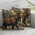 thumbnail image 1 of Awypu Set of 2 Square Retro Brown Throw PillowCovers Rustic Lodge Bear Moose Decorative Throw Pillowcase for Home Sofa Soft Cushion Cases House Cabin Pine Nut, 1 of 6