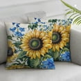 thumbnail image 1 of Awypu  Set of 2 Ink Painting Watercolor Yellow Sunflowers Blue Flowers Summer Decorative Throw Pillow Cover Case Home Living Room Bed Sofa Car White, 1 of 6