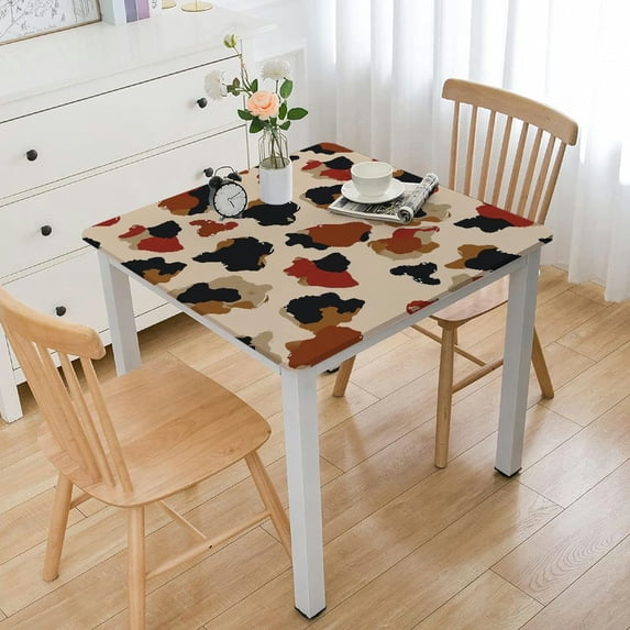 Awypu Sexy Leopard Print Art Waterproof Resistant Fabric Square Tablecloth 100% Polyester Fiber 36*36