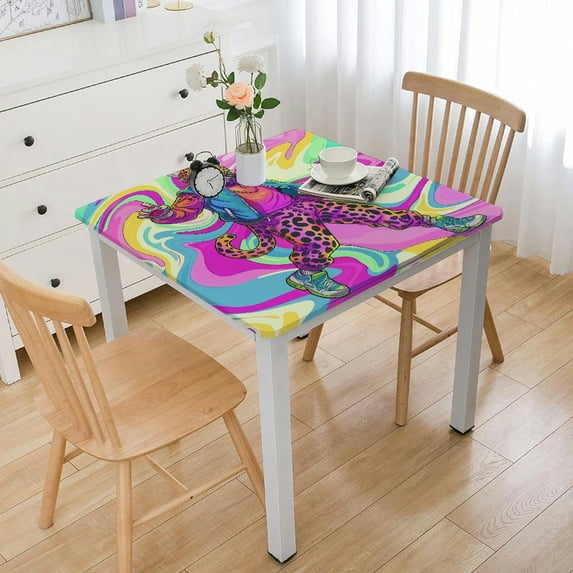 Awypu Sexy Leopard Print Square Tablecloth Washable for Home Kitchen Outdoor Decoration 100% Polyester Fiber 46*46