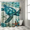 thumbnail image 1 of Awypu Shower Curtain Sea Turtle Ocean Theme (Sea Turtle) - Waterproof, Various Sizes, Easy Installation White, 1 of 7