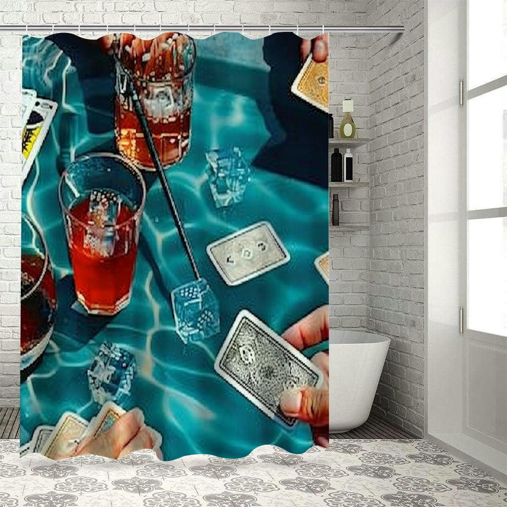 Casino Dice Pattern Print Bathroom Shower Curtain
