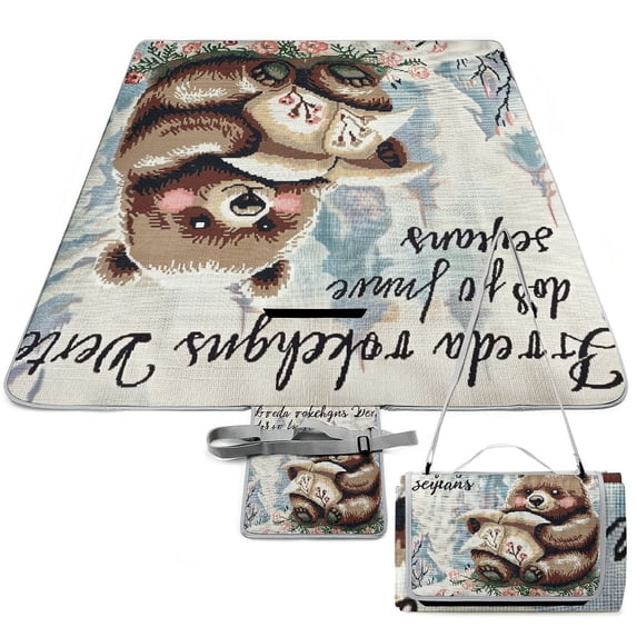 Awypu Square Outdoor Picnic Mat Sand Proof and Waterproof Portable Beach Mat for Camping, Park, Beach, Grass, Outdoor 58.3x58.3in
