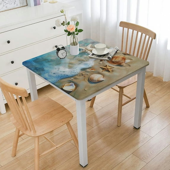 Awypu Starfish Shells Beach Square Table Cloth 100% Polyester Fiber 46*46
