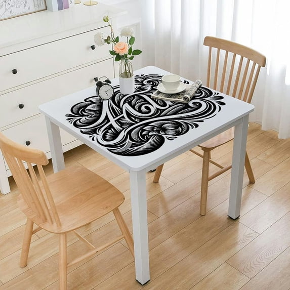Awypu Summer Beach Aloha Hawaii Quotes Words Tropical Palm Leaves Flower Square Fitted Table Cloths 100% Polyester Fiber 36*36