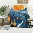 thumbnail image 1 of Awypu Sunrise Over Mountains Flannel Blanket Excellent Hand Feel for All Seasons 40x50in, 1 of 6