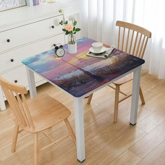 Awypu Sunset Square Tablecloth Washable for Home Kitchen Outdoor Decoration 100% Polyester Fiber 40*40