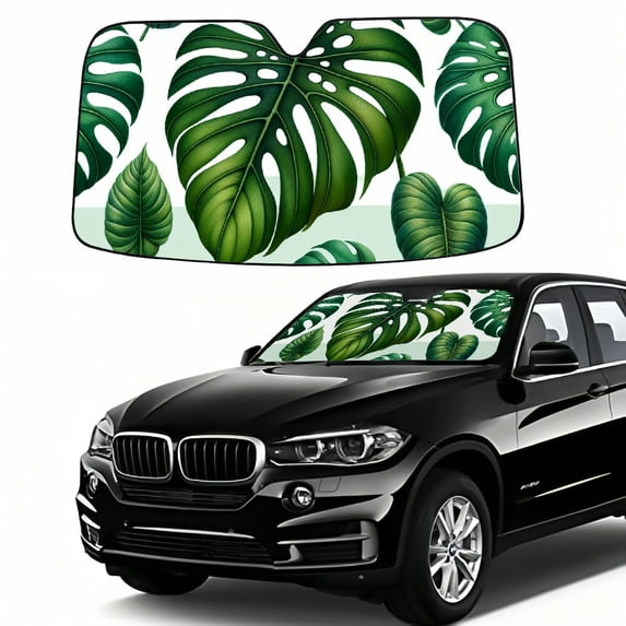 Awypu Tropical Leaf Beautiful Green Tropical Palm Tree Leaves Car Shades for Front Windows 51.18*27.59 in